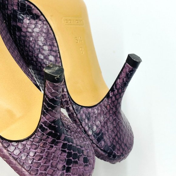 Coach Alena Snakeskin Purple Leather Pointy Slingbacks Heels Womens Size 6.5 B - Picture 10 of 12